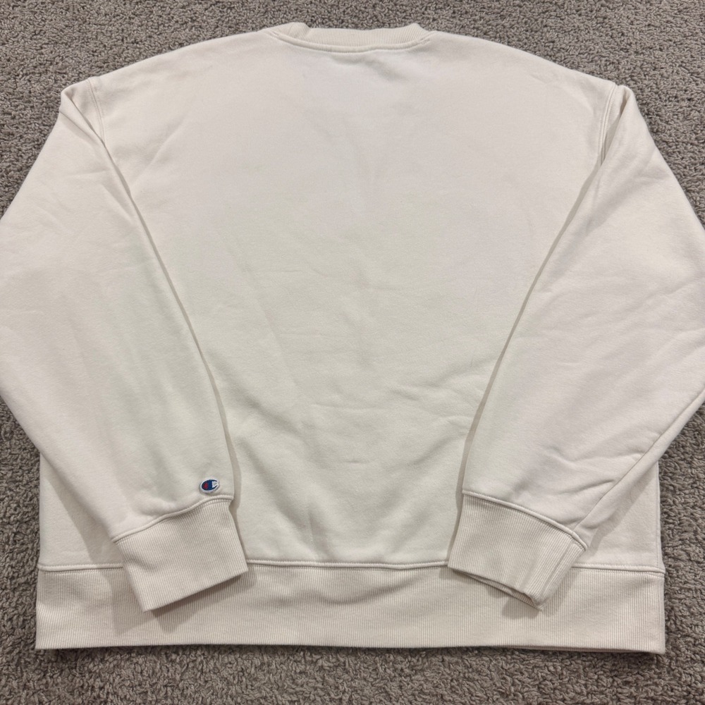 Champion Crewneck Sweatshirt Mens Large Cream Excellent Fleece Pullover 1732092 - Picture 2 of 8